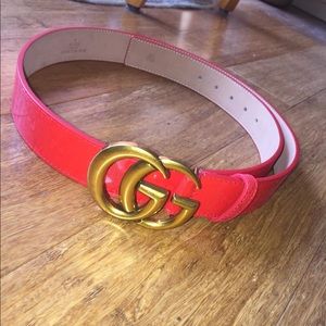 Red Leather Gucci “GG” Belt